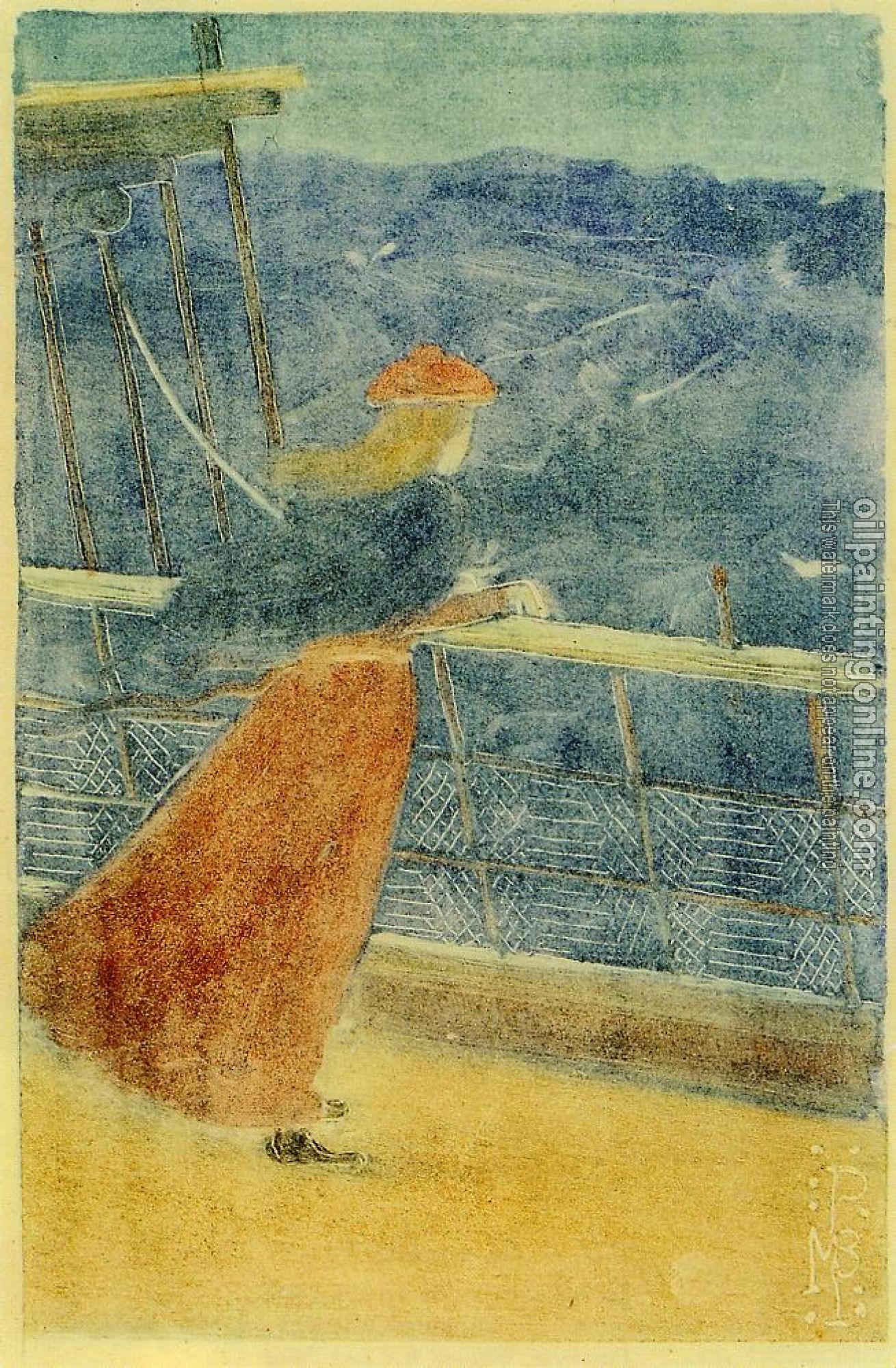 Prendergast, Maurice Brazil - Woman on Ship Deck